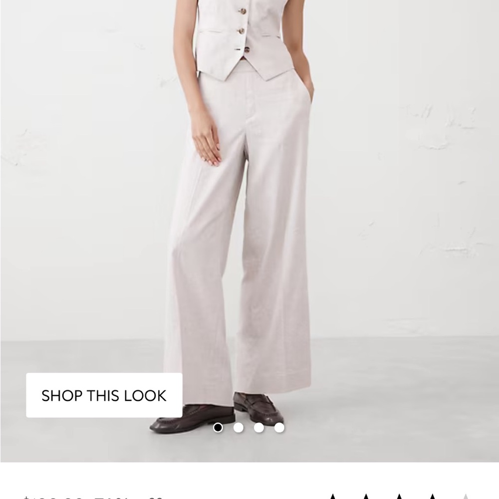 Banana Republic Light Gray Wide-Leg Pants